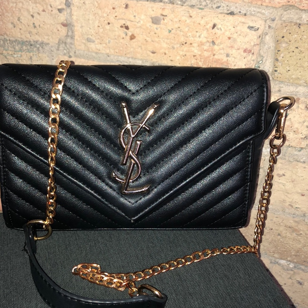 YSL black monogram chain bag